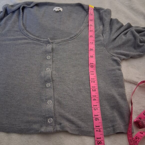 Aerie Women's Size Large Dark Heather Gray Let's Bounce Ribbed Cardigan - Picture 11 of 11